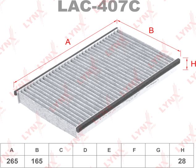 Салонный фильтр LYNXauto для Mazda Tribute I 2000-2008. Артикул LAC-407C