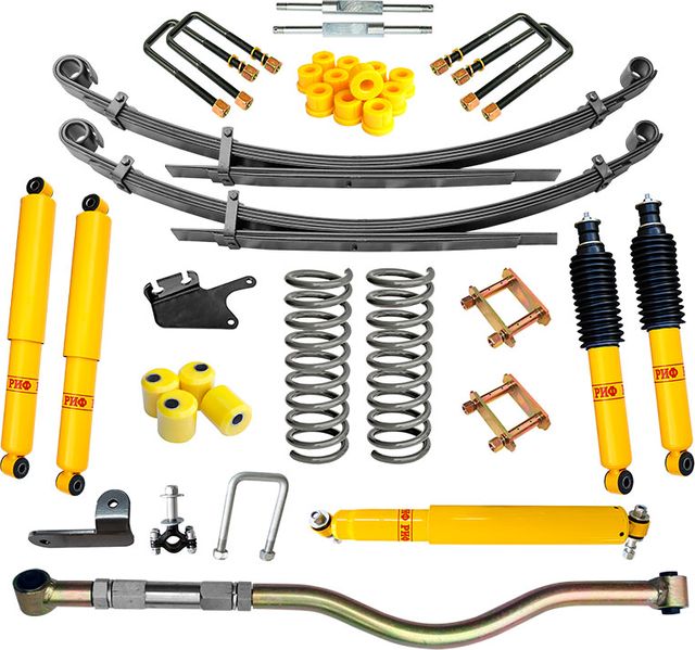 Лифт-комплект РИФ средний для УАЗ Патриот 2005-2018, лифт 50 мм, нагрузка передних пружин +50 кг, задних рессор до +0-150 кг. Артикул RIF-Patr-B