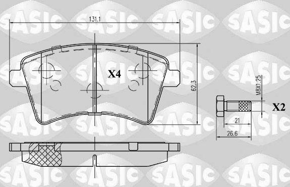 Тормозные колодки Sasic передние для Renault Kangoo II 2008-2026. Артикул 6214016