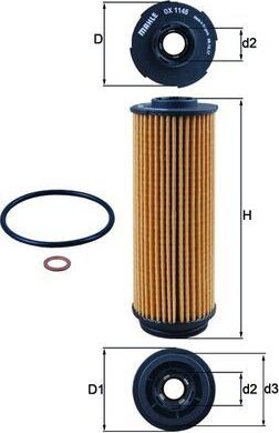Масляный фильтр Mahle. Артикул OX 1146D