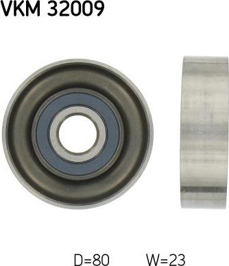 Направляющий (ведущий) ролик приводного поликлинового ремня SKF. Артикул VKM 32009