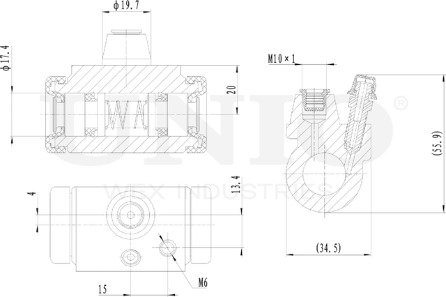 Цилиндр тормозной рабочий (Unio). Артикул BRC-20502