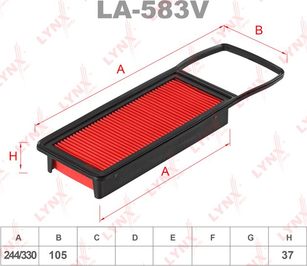 Воздушный фильтр LYNXauto. Артикул LA-583V