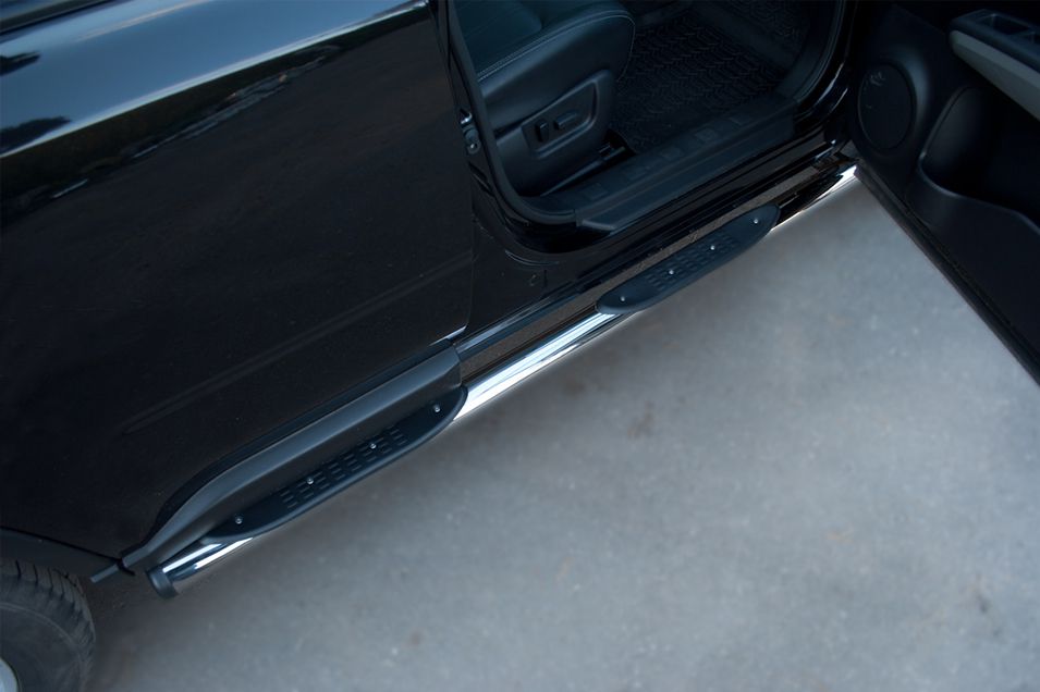 Защита порогов RusStal труба d76 с накладками (вариант 2) для Nissan X-Trail T31 2011-2014. Артикул NXT-0100972