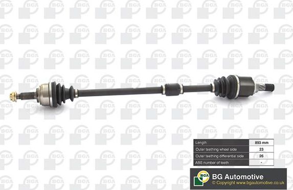 Полуось (привод в сборе, приводной вал) BGA передняя правая для Nissan Micra K12 2003-2010. Артикул DS6310R