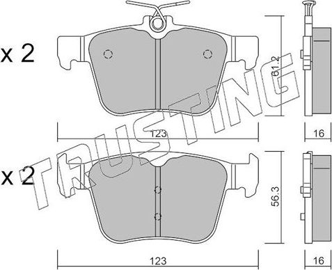 Тормозные колодки Trusting задние для Audi S3 III (8V) 2012-2026. Артикул 997.0