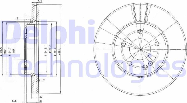 Тормозной диск Delphi. Артикул BG2768