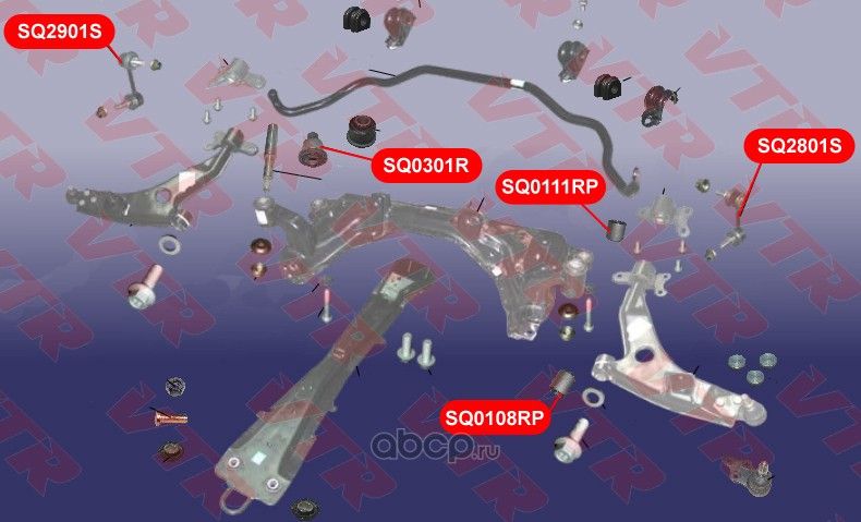 Сайлентблок подрамника передней подвески передний (VTR). Артикул SQ0301R