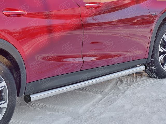 Защита порогов RusStal труба d63 (Вариант 2) для Infiniti QX30 2016-2025. Артикул IQX3T-0025002