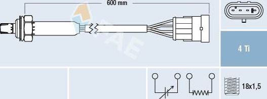 Лямбда-зонд (кислородный датчик) FAE для Opel Astra G 1999-2005. Артикул 77183