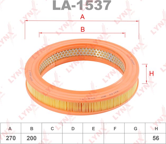 Воздушный фильтр LYNXauto. Артикул LA-1537