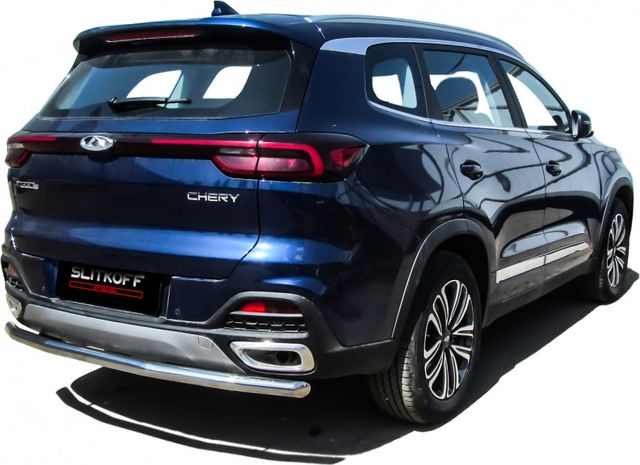 Защита Slitkoff заднего бампера d57 для Chery Tiggo 8 2018-2026 Черная. Артикул CT8-005