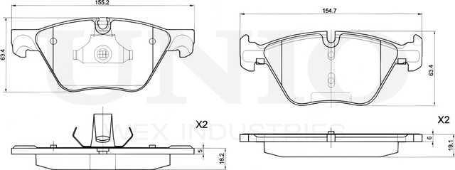 Колодки тормозные дисковые, комплект (Unio). Артикул BRP-20343