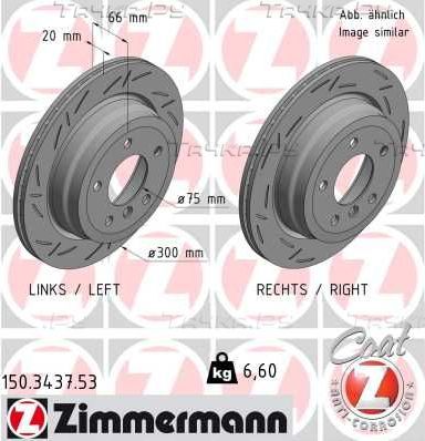 Тормозной диск Zimmermann Black Z задний для BMW 1 I (E81/E82/E87/E88) 2005-2011. Артикул 150.3437.53