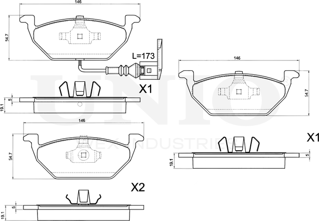 Колодки тормозные дисковые, комплект (Unio). Артикул BRP-20065