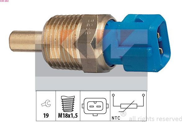 Датчик температуры охлаждающей жидкости KW Made in Italy - OE Equivalent. Артикул 530 262