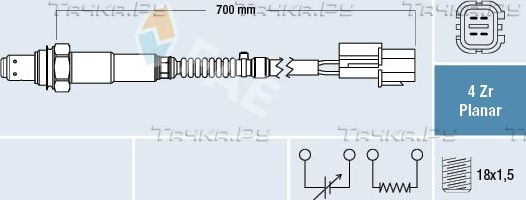 Лямбда-зонд (кислородный датчик) FAE для Kia Spectra II 2006-2009. Артикул 77685