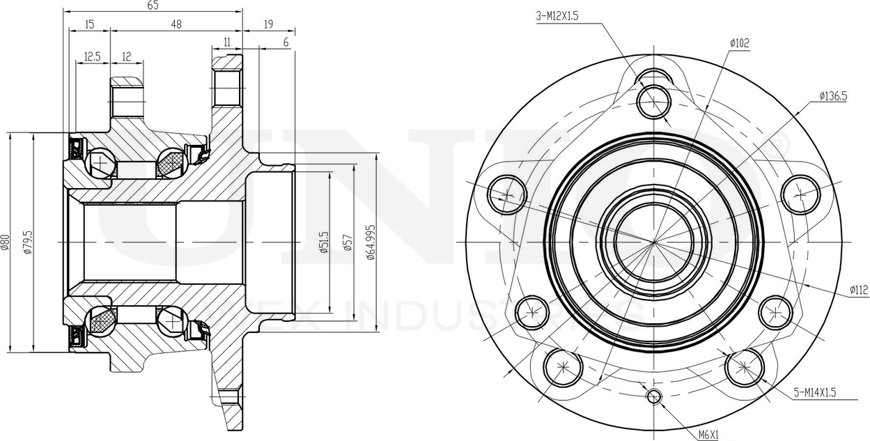 Ступица колеса с интегрированным подшипником (Unio). Артикул HUB-20004