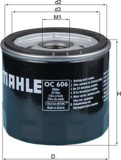 Масляный фильтр Mahle. Артикул OC 606