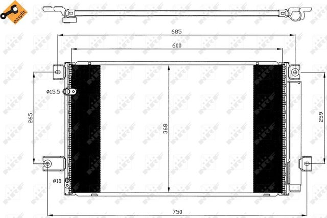 Радиатор кондиционера (конденсатор) NRF EASY FIT для Fiat Punto II 2002-2012. Артикул 35606