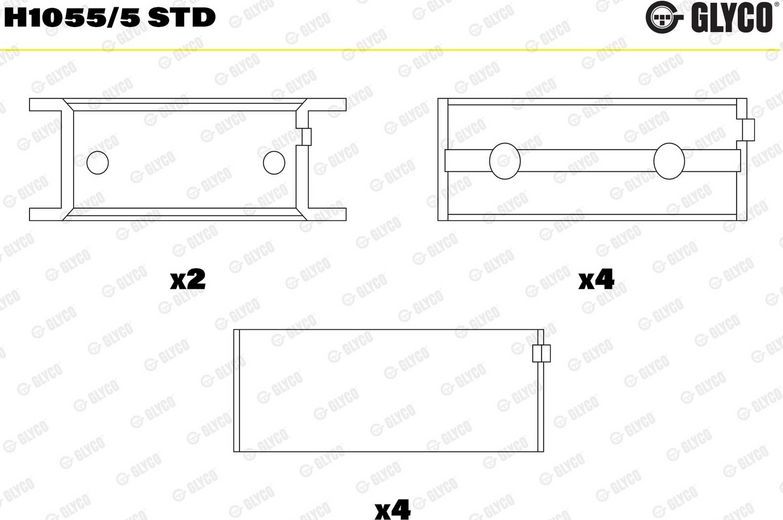 Вкладыши коренные Glyco для Hyundai Terracan I 2001-2006. Артикул H1055/5 STD