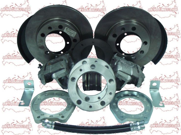 Тормоза дисковые Autogur73 задние УАЗ на мост военный/редукторный с суппортом ВАЗ 2112. Артикул ТДЗ-УАЗ-В