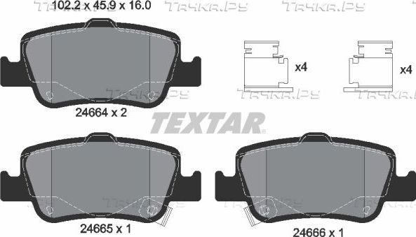 Тормозные колодки Textar Q+ задние для Toyota Auris I 2006-2012. Артикул 2466401
