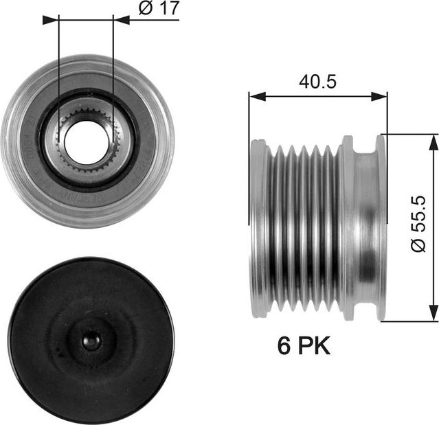 Муфта генератора обгонная Gates DriveAlign® для Mercedes-Benz Sprinter 904 2000-2006. Артикул OAP7060