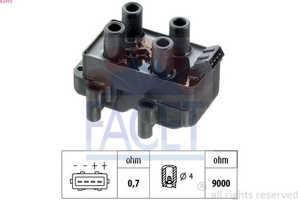 Катушка зажигания Facet Made in Italy - OE Equivalent. Артикул 9.6172