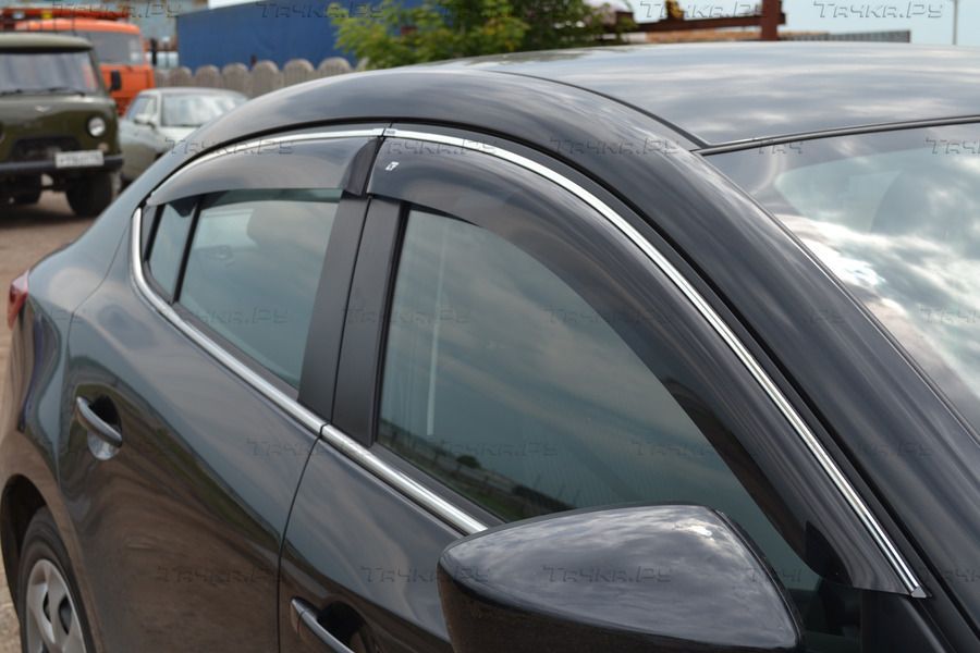 Дефлекторы Cobra Tuning для окон (c хром. молдингом) Nissan Almera G15 седан 2012-2026. Артикул N14312CR