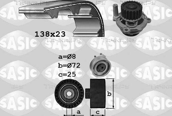 Помпа (водяной насос) с комплектом ремня ГРМ Sasic для Volkswagen Passat B6 2005-2010. Артикул 3906070