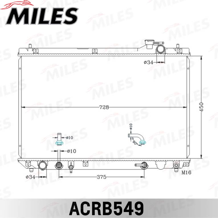Радиатор охлаждения двигателя Miles (алюминий). Артикул ACRB549