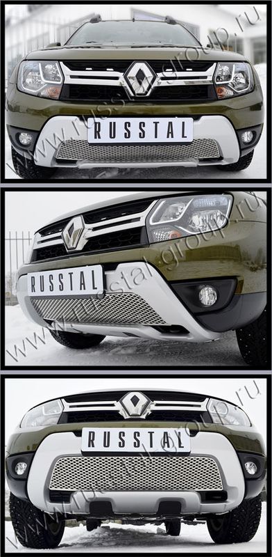 Накладка на решётку радиатора RusStal НИЖНЯЯ (лист нерж.) для Renault Kaptur 2016-2024. Артикул RRRD15-001