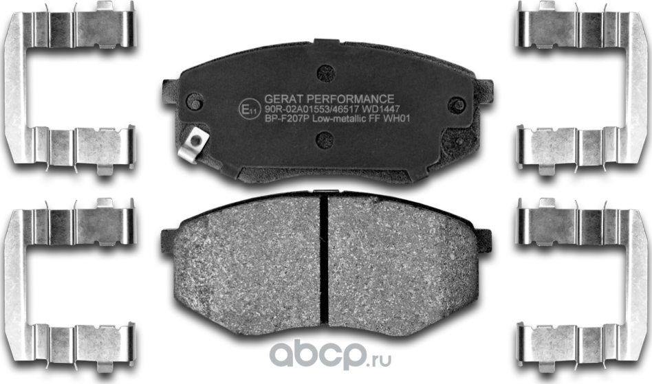 Тормозные колодки Gerat BP-F207P (передние) Performance Gerat. Артикул BPF207P