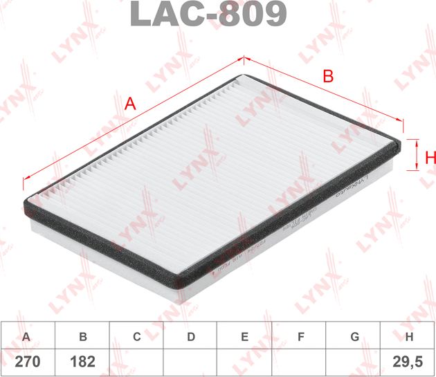 Салонный фильтр LYNXauto. Артикул LAC-809