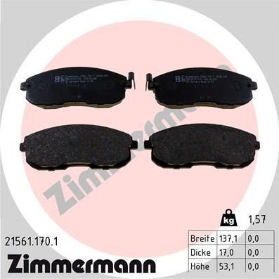Тормозные колодки Zimmermann. Артикул 21561.170.1