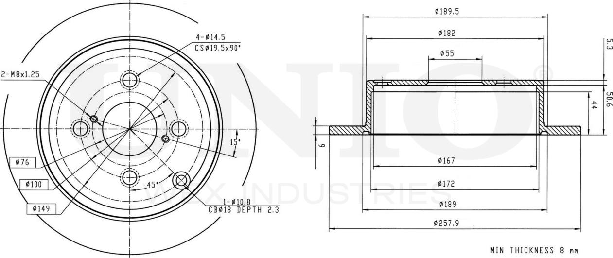 Диск тормозной (Unio). Артикул BRD-20113