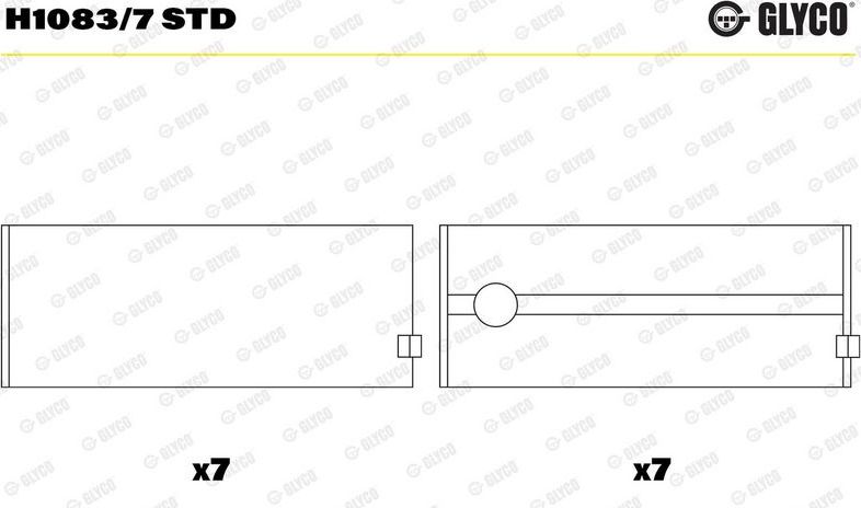 Вкладыши коренные Glyco. Артикул H1083/7 STD