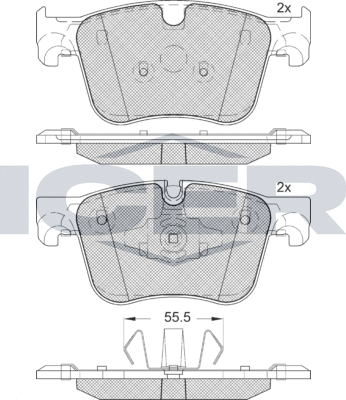 Тормозные колодки Icer передние для Citroen Grand C4 SpaceTourer 2018-2026. Артикул 182166-203