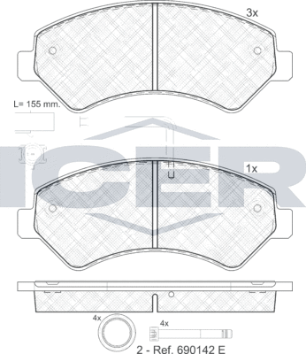 Тормозные колодки Icer. Артикул 141836