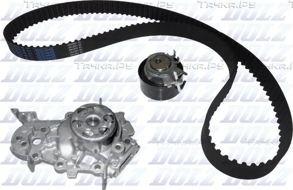Помпа (водяной насос) с комплектом ремня ГРМ Dolz для Nissan Kubistar X76 2006-2009. Артикул KD039