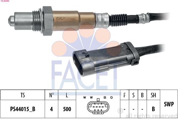Лямбда-зонд (кислородный датчик) Facet Made in Italy - OE Equivalent. Артикул 10.8280