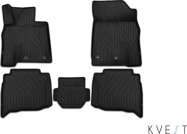 Коврики KVEST 3D для салона Toyota Land Cruiser 200 рестайлинг 2015-2026 Черный, черный кант. Артикул KVESTTYT00001K