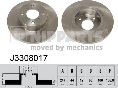 Тормозной диск Nipparts. Артикул J3308017