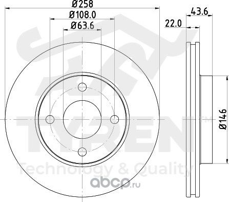 Тормозной диск (Tyren). Артикул TYR1012621