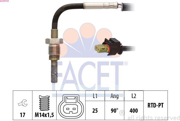 Датчик температуры выхлопных газов Facet Made in Italy - OE Equivalent. Артикул 22.0133