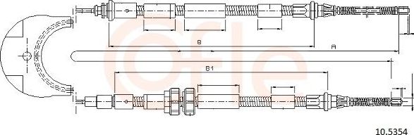 Трос ручника (тросик ручного тормоза) Cofle. Артикул 10.5354