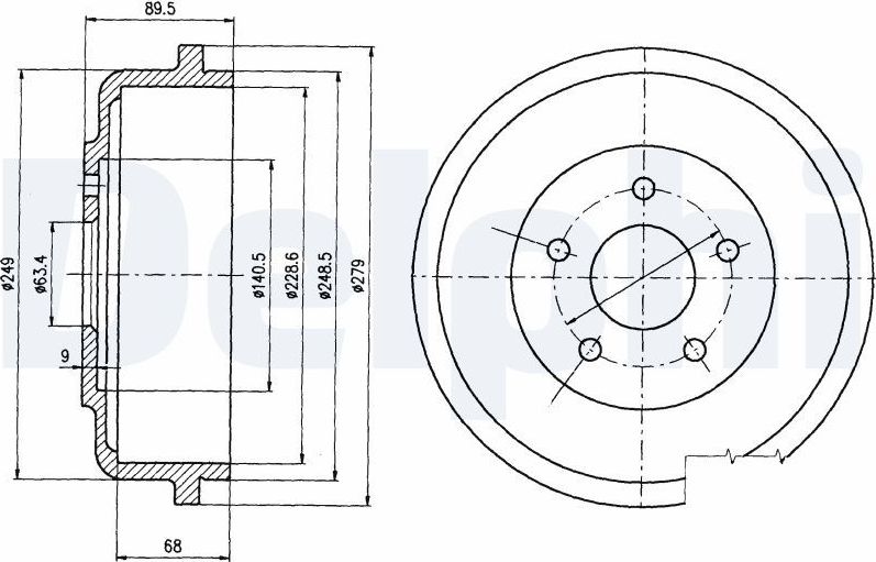 Тормозной барабан Delphi. Артикул BF488