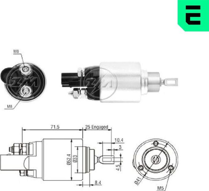 Втягивающее реле стартера Era. Артикул ZM8381
