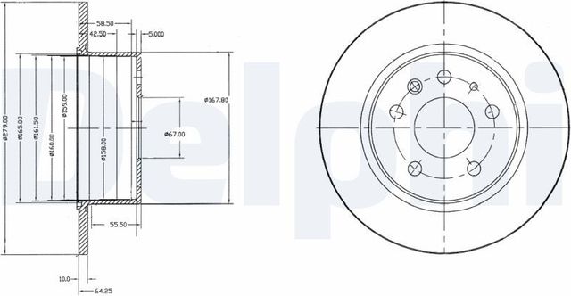 Тормозной диск Delphi передний для BMW 3 II (E30) 1982-1993. Артикул BG2252